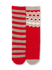 Kite - Boys organic cotton fair isle cosy socks red - Two pack