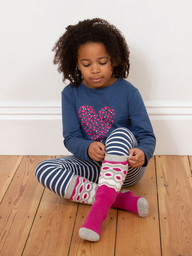 Fair Isle cosy socks pink