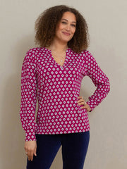 Kite - Womens lenzing™ ecovero™ viscose Swyre jersey top crab apple pink - Notch detail neckline