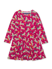 Kite - Girls organic cotton fancy foals skater dress - Long sleeved