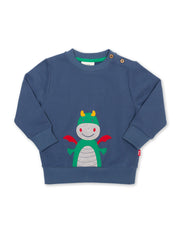 Kite - Boys organic cotton happy dragon sweatshirt navy - Appliqué design - Ribbed neckline