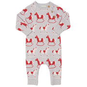 Baby in rocking horse romper