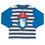 Boy in pirate penguin t-shirt