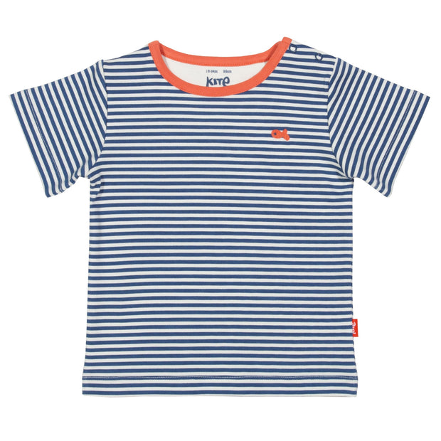 Boy in stripy fish t-shirt