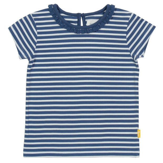 Girl in mini stripy t-shirt