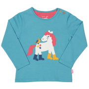 Girl in puddle pony t-shirt